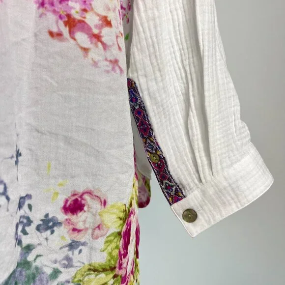 NWOT Coldwater Creek Floral Artful Embroidery Gauze Blouse Shirt Size 1X - Picture 9 of 16